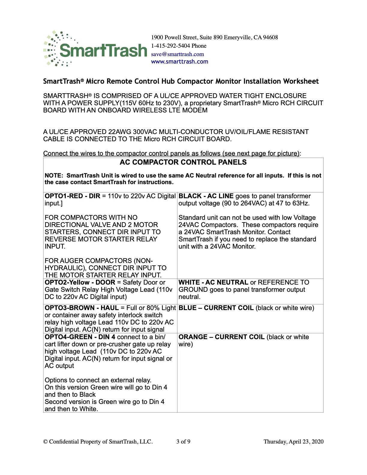 AC wiring instructions for mRCH Monitor 120V