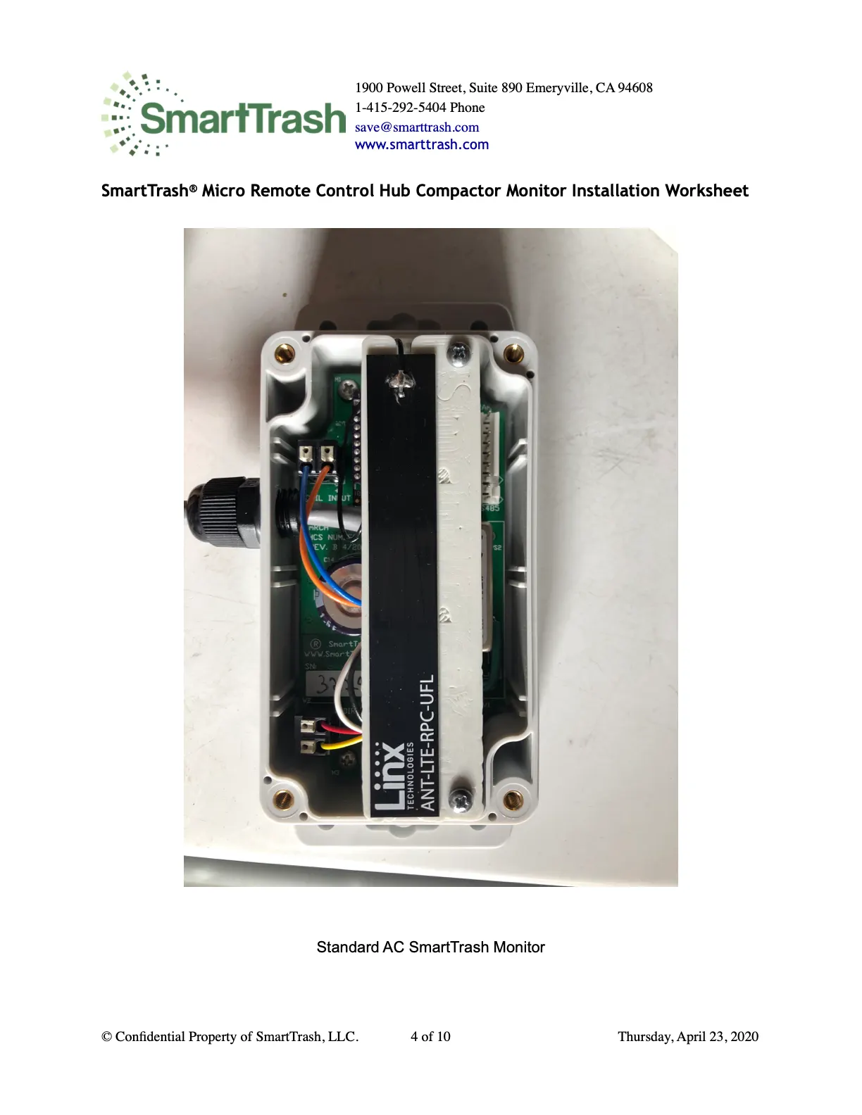 24V SmartTrash Monitor wiring photo