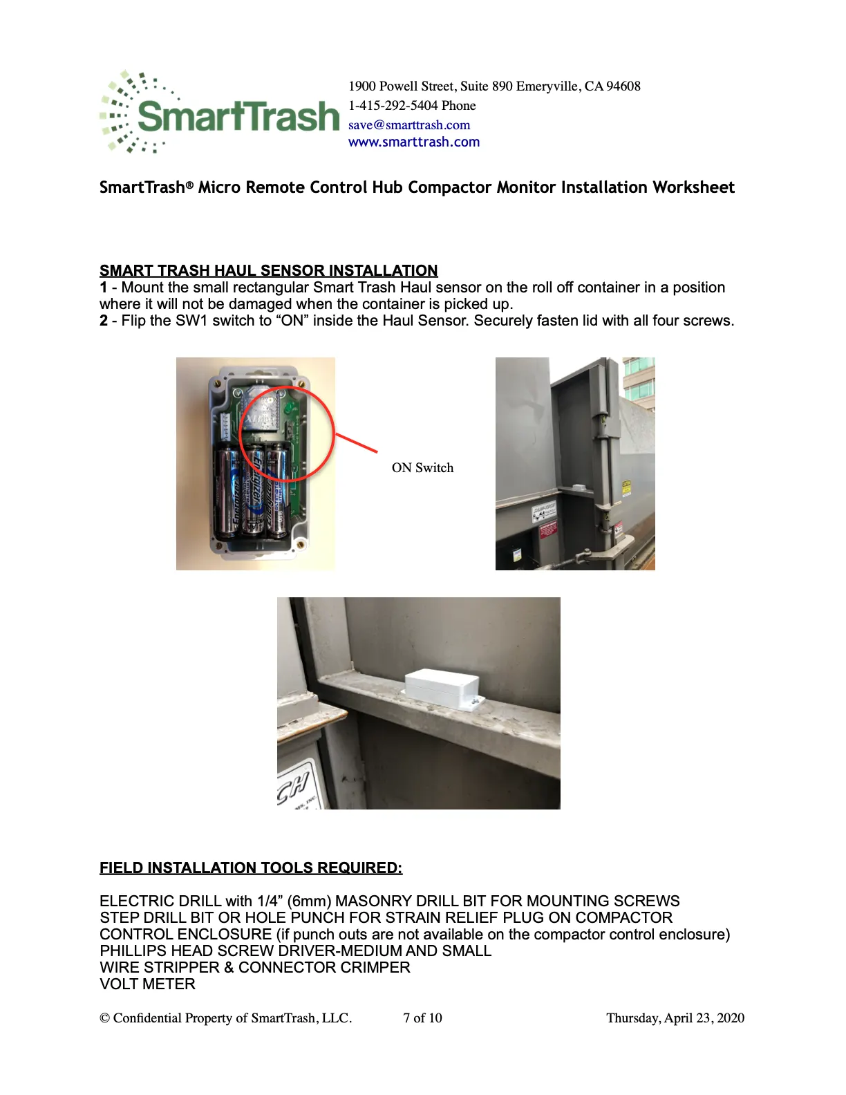 Haul sensor installation